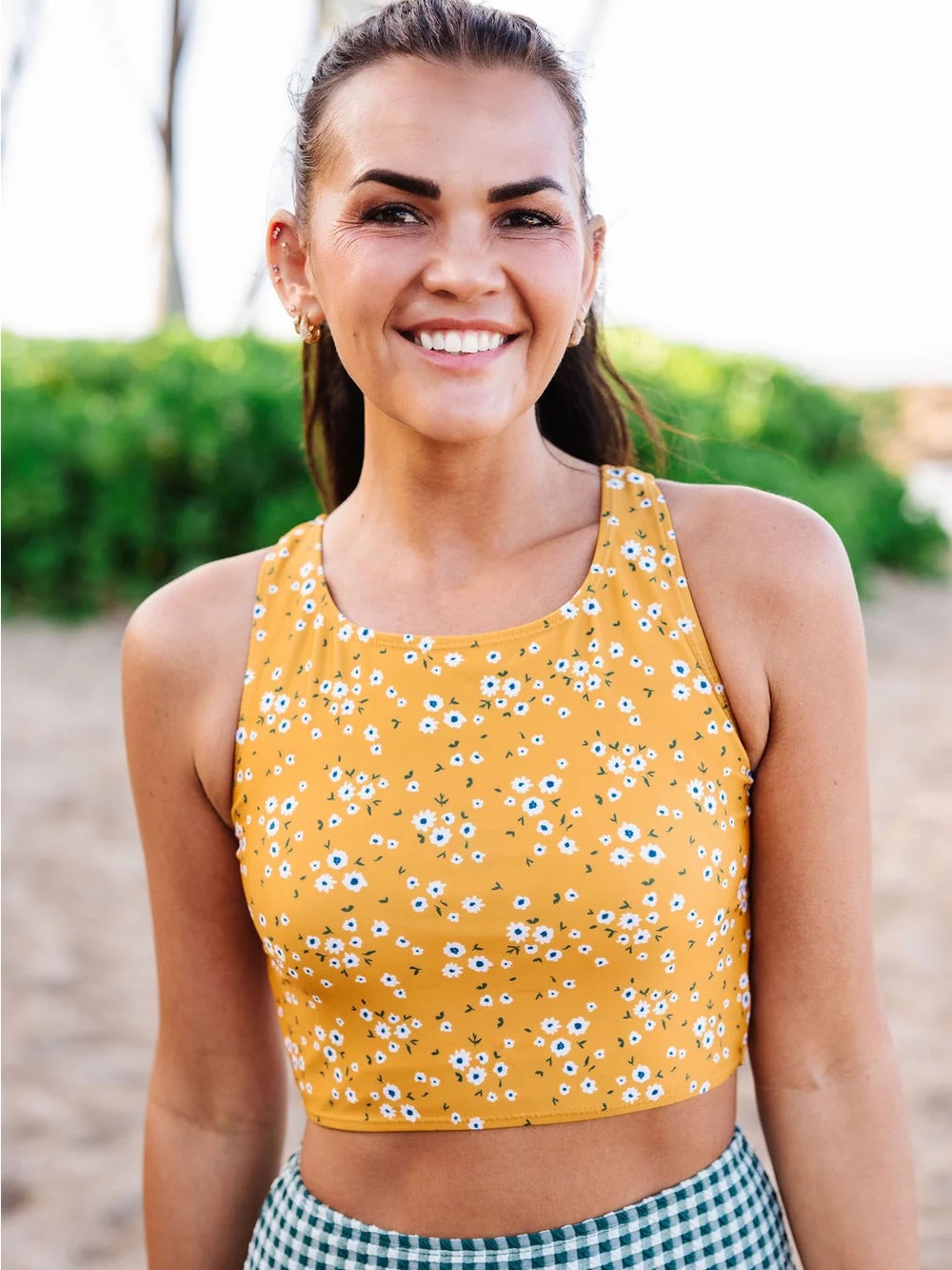 NWT Livy&Kate SUNSHINE FLORAL HIGH TIDE CROP Swim Suit Top